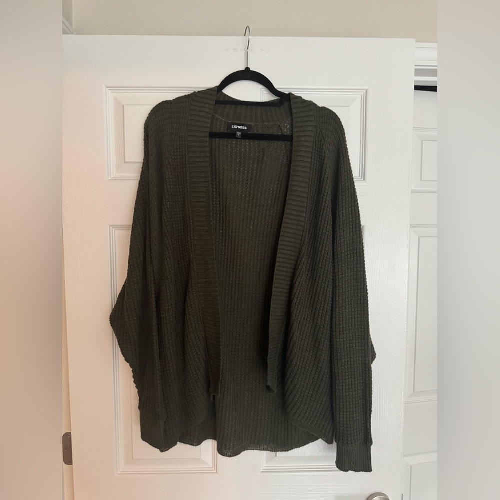 Express Dark Olive open front Women's Cardigan - L